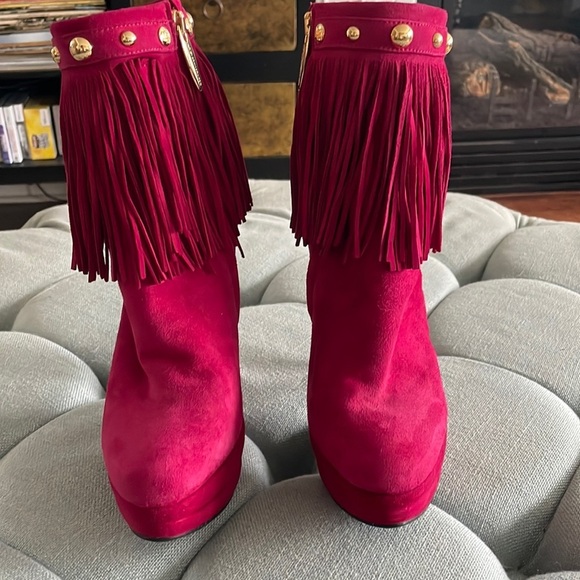 Loriblu Suede Fringe Platform Heeled Ankle Boots - Picture 2 of 16